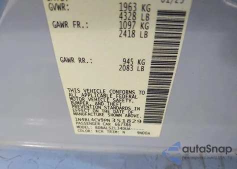 2023 Nissan Altima Sr Fwd из США, поврежденный, VIN 1N4BL4CV9PN351829